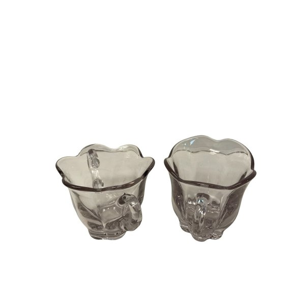 Vintage Canterbury Glass Scalloped Tulip Sugar and Creamer Set‎ Clear 1940 - Picture 6 of 9